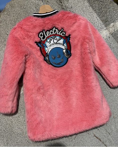 Kabát dětský Replay růžový chlupatý